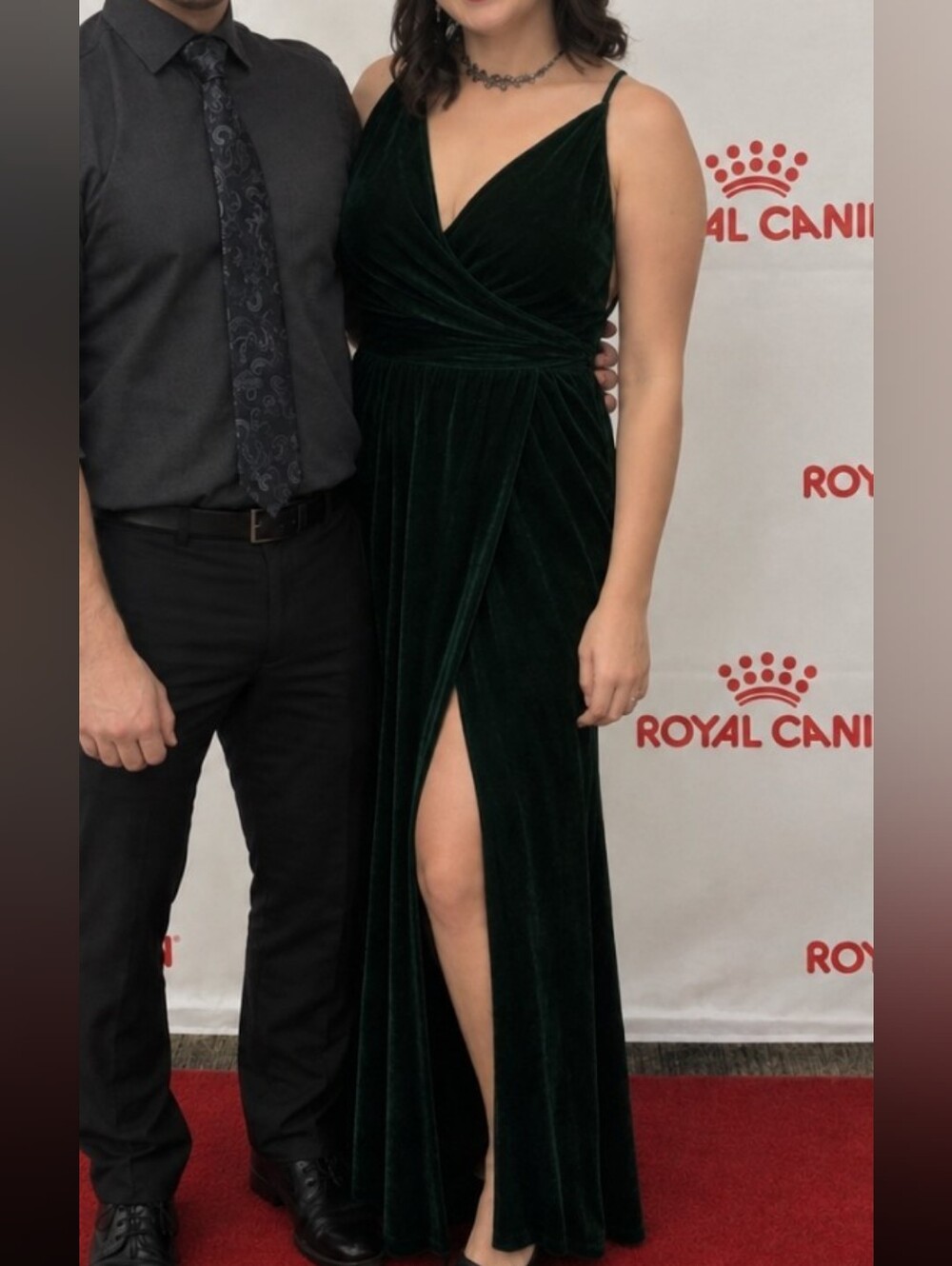 Velvet Evening Dress in Dark Green - Brand